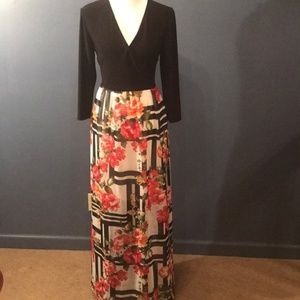 Black and Floral Maxi dress with under skirt